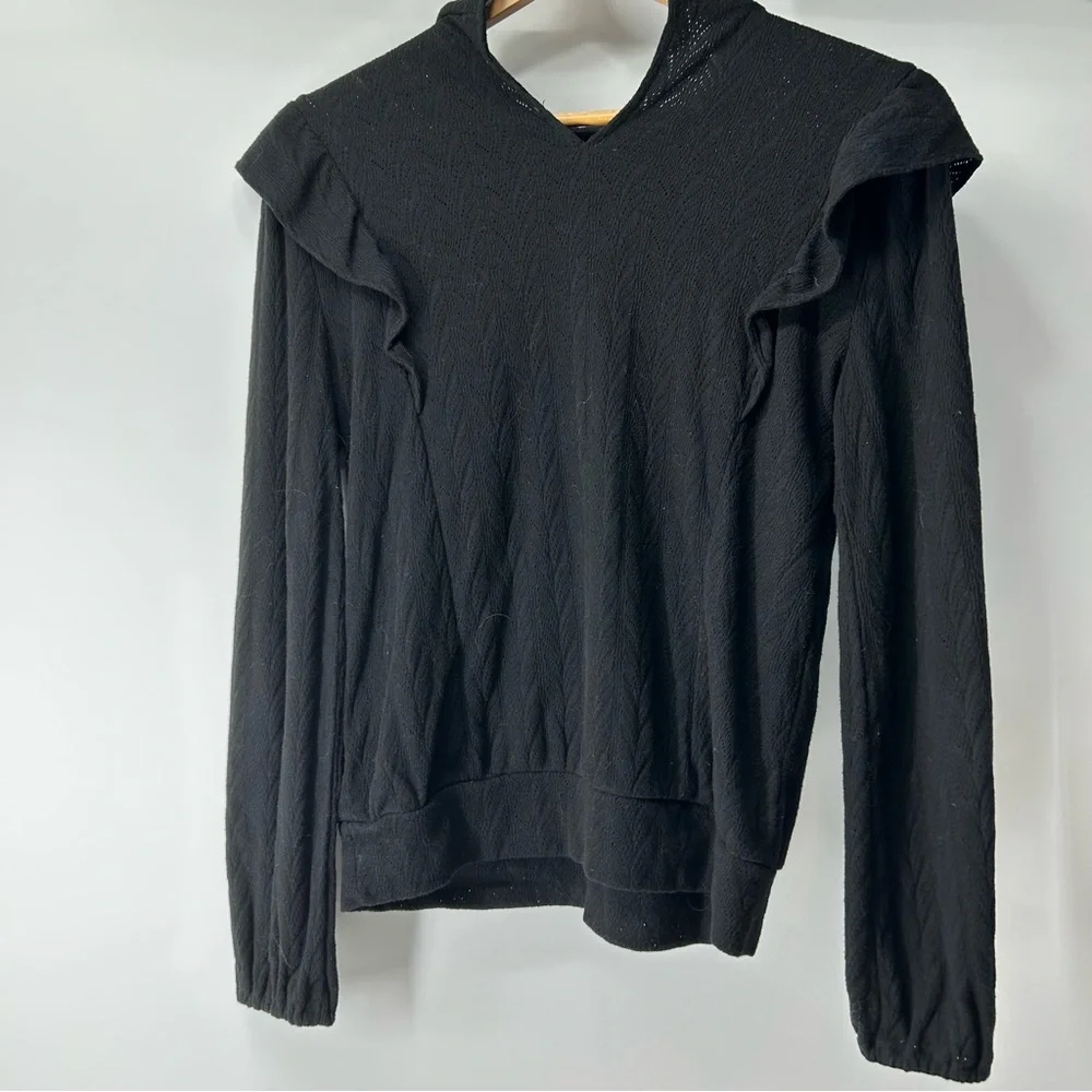 LOFT Black Ruffled Sweater - Picture 2 of 3